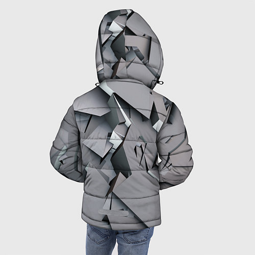 Зимняя куртка для мальчика Металлическая хаотичная броня / 3D-Светло-серый – фото 4