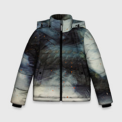 Куртка зимняя для мальчика Туман и тьма в абстракции, цвет: 3D-черный