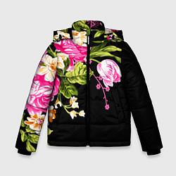 Куртка зимняя для мальчика Букет цветов, цвет: 3D-светло-серый