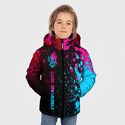 Куртка зимняя для мальчика Cyberpunk 2077 - neon gradient: по-вертикали, цвет: 3D-черный — фото 2