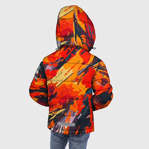Зимняя куртка для мальчика Оранжевые кляксы / 3D-Светло-серый – фото 4