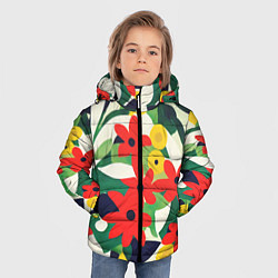 Куртка зимняя для мальчика Цветочный яркий паттерн, цвет: 3D-черный — фото 2
