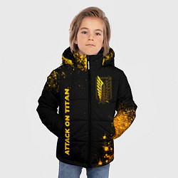 Куртка зимняя для мальчика Attack on Titan - gold gradient: надпись, символ, цвет: 3D-черный — фото 2