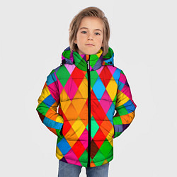 Куртка зимняя для мальчика Цветные лоскуты - пэчворк, цвет: 3D-красный — фото 2