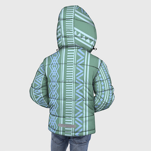 Зимняя куртка для мальчика Зелёные и синие абстрактные узоры / 3D-Светло-серый – фото 4