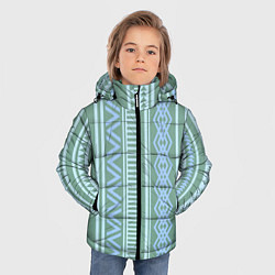 Куртка зимняя для мальчика Зелёные и синие абстрактные узоры, цвет: 3D-светло-серый — фото 2