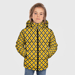 Куртка зимняя для мальчика Черно-желтый клетчатый узор, цвет: 3D-красный — фото 2