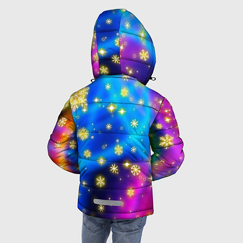 Зимняя куртка для мальчика Снежинки и звезды - яркие цвета / 3D-Светло-серый – фото 4