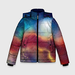 Куртка зимняя для мальчика Многогранное космическое пространство - яркая звез, цвет: 3D-красный