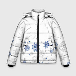Куртка зимняя для мальчика Новогодние Снежинки - Белый, цвет: 3D-светло-серый