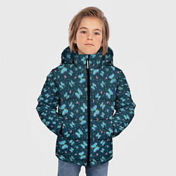 Куртка зимняя для мальчика Бабочки и цветы на фоне точек, цвет: 3D-черный — фото 2