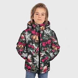 Куртка зимняя для мальчика Новый год колокольчики, птицы, снежинки, цвет: 3D-черный — фото 2