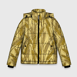 Куртка зимняя для мальчика Винтажные колоски пшеницы, цвет: 3D-красный