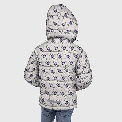 Зимняя куртка для мальчика Цветы и листья паттерн / 3D-Светло-серый – фото 4