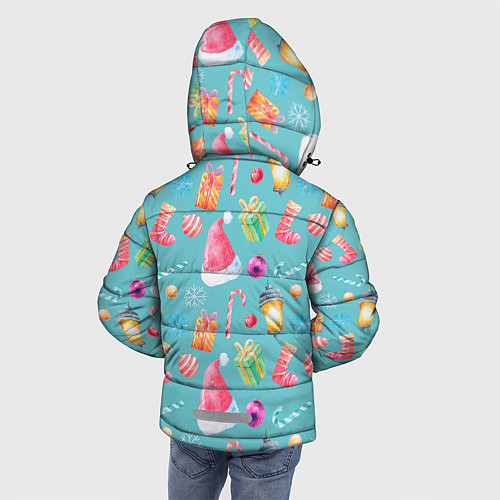 Зимняя куртка для мальчика Новогодний коллаж / 3D-Светло-серый – фото 4