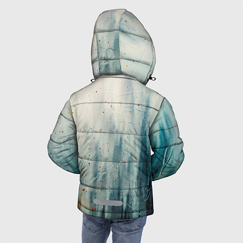 Зимняя куртка для мальчика Абстрактные водянистые паттерны и краски / 3D-Светло-серый – фото 4