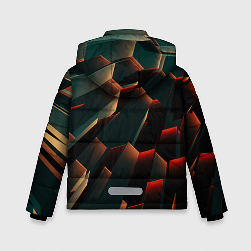 Зимняя куртка для мальчика Абстрактная геометрия во тьме / 3D-Светло-серый – фото 2