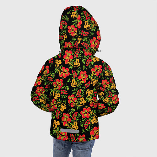 Зимняя куртка для мальчика Красивая хохломская роспись / 3D-Светло-серый – фото 4