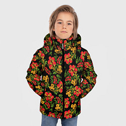 Куртка зимняя для мальчика Красивая хохломская роспись, цвет: 3D-светло-серый — фото 2