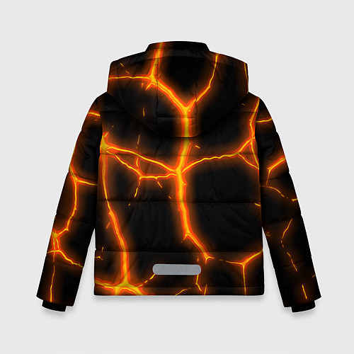 Зимняя куртка для мальчика Оранжевые неоновые трещины / 3D-Красный – фото 2