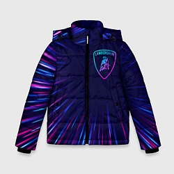 Куртка зимняя для мальчика Lamborghini neon speed lines, цвет: 3D-черный