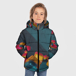 Куртка зимняя для мальчика Множество абстрактных кубиков, цвет: 3D-светло-серый — фото 2