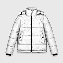 Куртка зимняя для мальчика Белые новогодние снежинки, цвет: 3D-черный