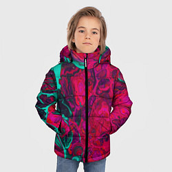 Куртка зимняя для мальчика Зелено-малиновые разводы, цвет: 3D-светло-серый — фото 2