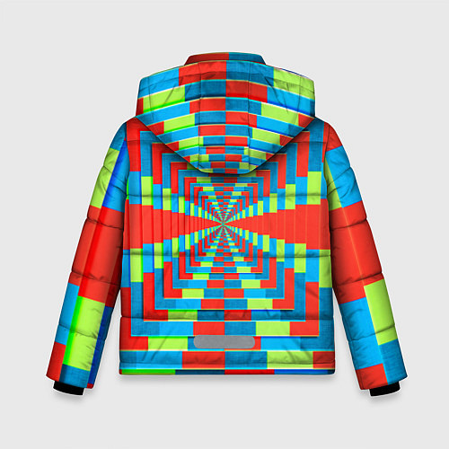 Зимняя куртка для мальчика Разноцветный туннель - оптическая иллюзия / 3D-Красный – фото 2