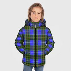 Куртка зимняя для мальчика Ткань Шотландка сине-зелёная, цвет: 3D-светло-серый — фото 2
