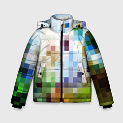 Куртка зимняя для мальчика Пиксельная абстракция, цвет: 3D-красный