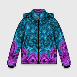 Куртка зимняя для мальчика Малиново-синий орнамент калейдоскоп, цвет: 3D-черный