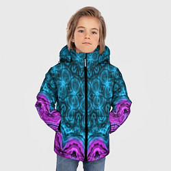 Куртка зимняя для мальчика Малиново-синий орнамент калейдоскоп, цвет: 3D-черный — фото 2