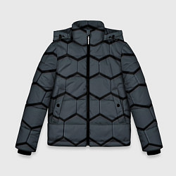 Куртка зимняя для мальчика Металлическая серая броня, цвет: 3D-черный