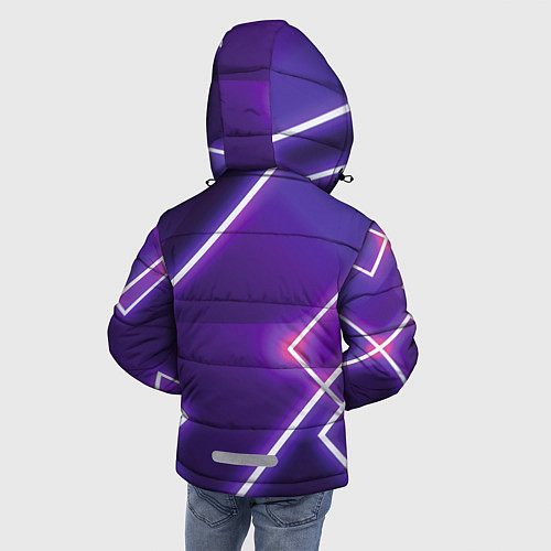 Зимняя куртка для мальчика Неоновые прямоугольники / 3D-Светло-серый – фото 4