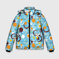 Куртка зимняя для мальчика Круги и оружности разноцветные, цвет: 3D-черный