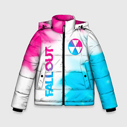 Зимняя куртка для мальчика Fallout neon gradient style: надпись, символ