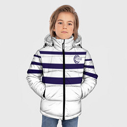 Куртка зимняя для мальчика FIRM белая с синими полосами, цвет: 3D-красный — фото 2