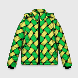 Зимняя куртка для мальчика Жёлто-зелёная плетёнка - оптическая иллюзия