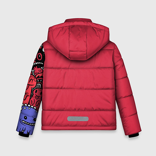 Зимняя куртка для мальчика Графитти монстрики / 3D-Красный – фото 2