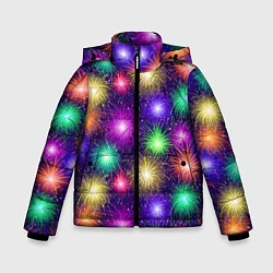Куртка зимняя для мальчика Праздничный салют - фейерверк, цвет: 3D-светло-серый