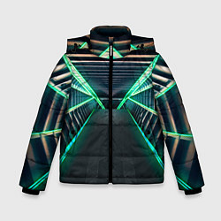 Куртка зимняя для мальчика Неоновые фонари на космическом коридоре, цвет: 3D-черный