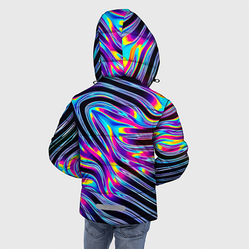 Зимняя куртка для мальчика Голографические полосы / 3D-Светло-серый – фото 4