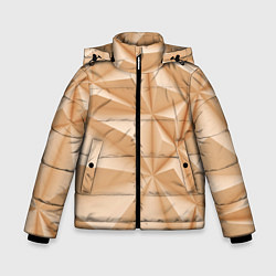 Куртка зимняя для мальчика Бежевые полигональные фигуры, цвет: 3D-черный