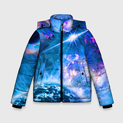 Куртка зимняя для мальчика Космос - планета и яркая звезда, цвет: 3D-светло-серый
