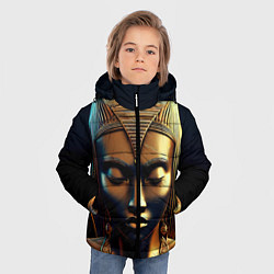 Куртка зимняя для мальчика Нейросеть - золотая статуя египетской царицы, цвет: 3D-светло-серый — фото 2