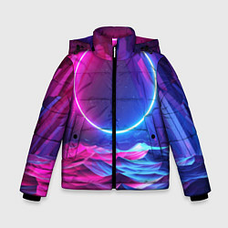 Куртка зимняя для мальчика Круг и разноцветные кристаллы - vaporwave, цвет: 3D-черный