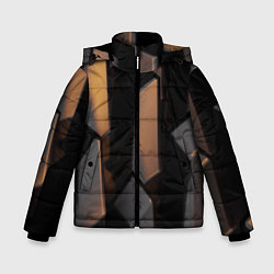 Куртка зимняя для мальчика Абстрактные тёмные геометрические блоки, цвет: 3D-черный