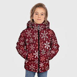 Куртка зимняя для мальчика Новогодний узор из снежинок, цвет: 3D-светло-серый — фото 2