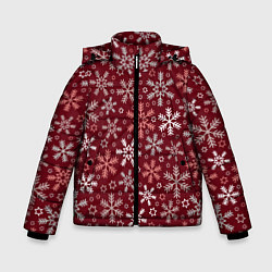 Куртка зимняя для мальчика Новогодний узор из снежинок, цвет: 3D-красный